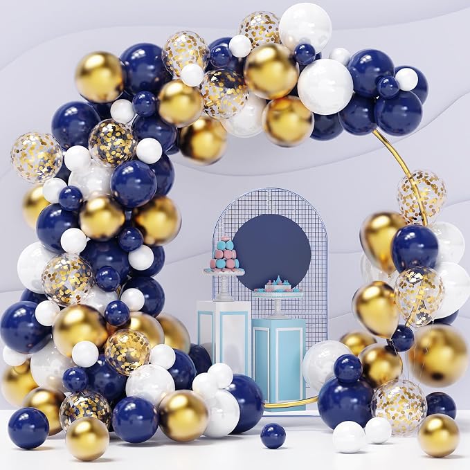 YMSZ Navy Blue Gold Balloons Garland Kit by YMSZ