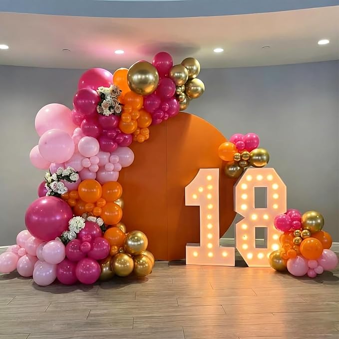 YMSZ Pink and Orange Balloon Garland Arch Kit, Tropical Balloons, | Different - Image 5