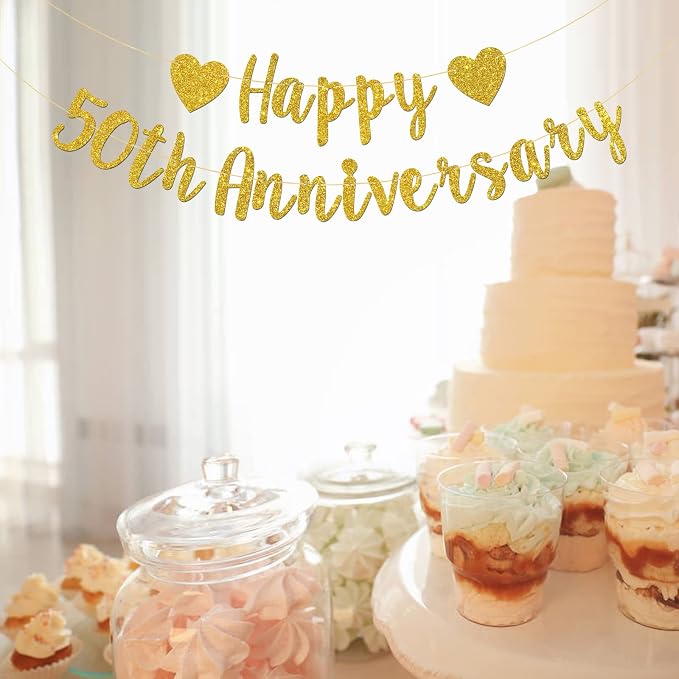 Happy 50th Anniversary Banner, 50th Wedding Anniversary, 50th Birthday - Image 6