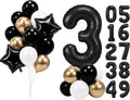 PartyWoo Number Balloons 40 Inch Black Number 3 Kit 25pcs by PartyWoo