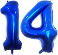 40 Inch Navy Blue 14 Number Balloons Giant Jumbo Huge 14 or 41 Foil Mylar by LHOAVWE