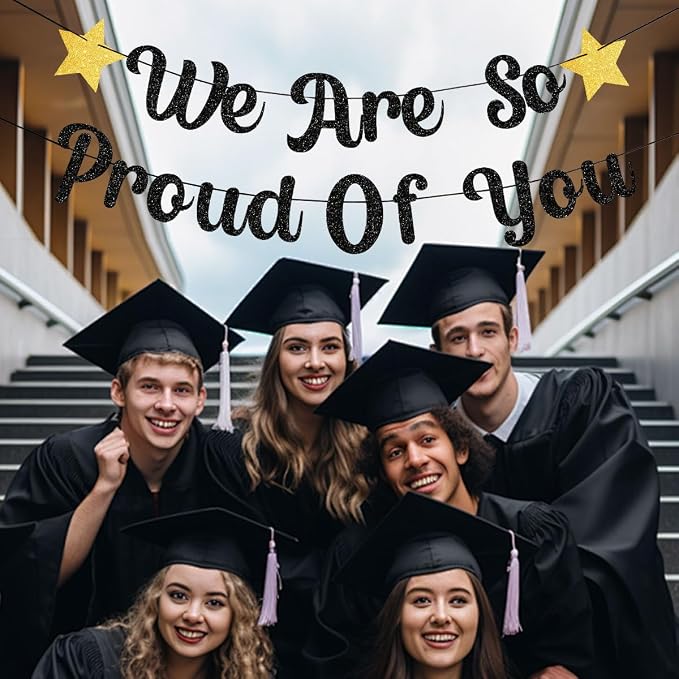 We are So Proud of You Banner Black Glittery Class of 2026 Graduation - Image 2