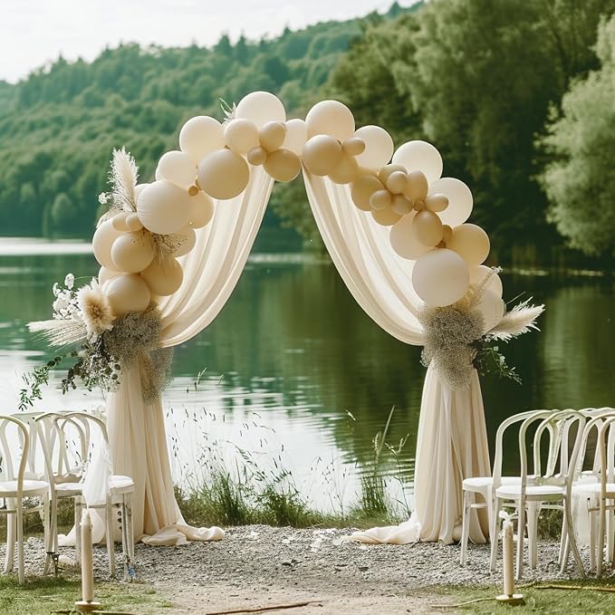 Wedding Arch Draping Fabric Backdrop Drapes 2 Panels, Champagne | 28.7"x20FT - Image 5