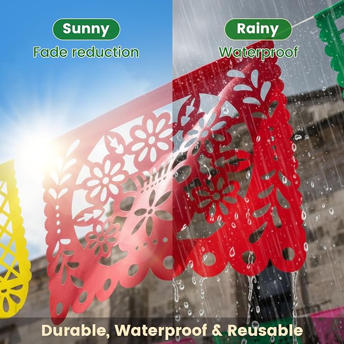 DOMESTAR 3 Packs 54 FT Mexican Party Banners, Fiesta Party Decoration | Papel - Image 4