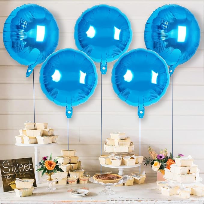 20 Pcs Blue Round Shaped Balloons, 18 Inch Round Foil Balloon, Giant Round - Image 3