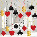60 Pack Casino Theme Party Decorations Las Vegas Hanging Swirl Red Black Poker by ZOIIWA