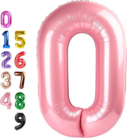 0 Balloon 40 inch Pearl Pink Number Balloons by Enyeopd