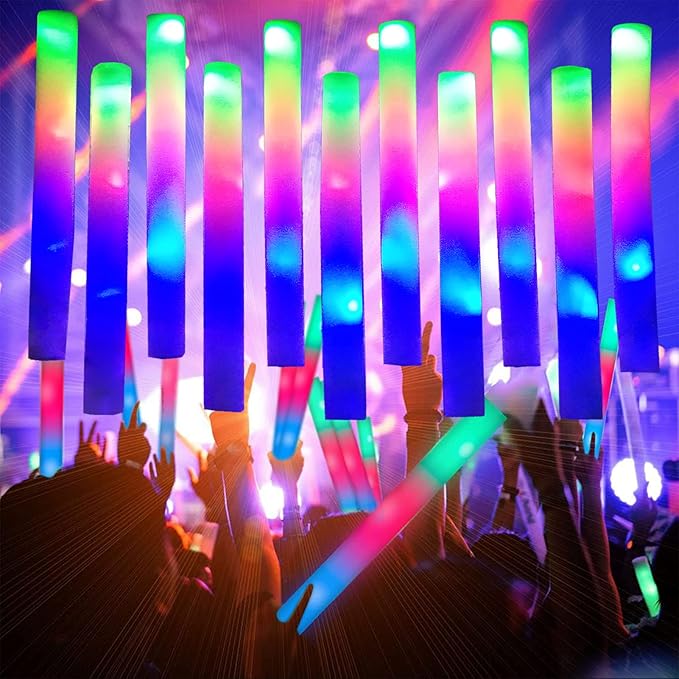 Foam Glow Sticks Bulk 160 PCS,3 Modes Flashing LED Light Sticks Glow in The Dark Party Supplies Light Up Toys for Party Wedding Birthday Concert Halloween Christmas