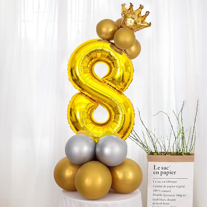 40 Inch Gold Number Balloons, Helium Mylar Foil Number Balloons - Image 5