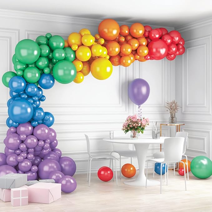HOUSE OF PARTY Rainbow Balloon Arch Kit -135 Pcs Colorful Pride Balloons - Image 3