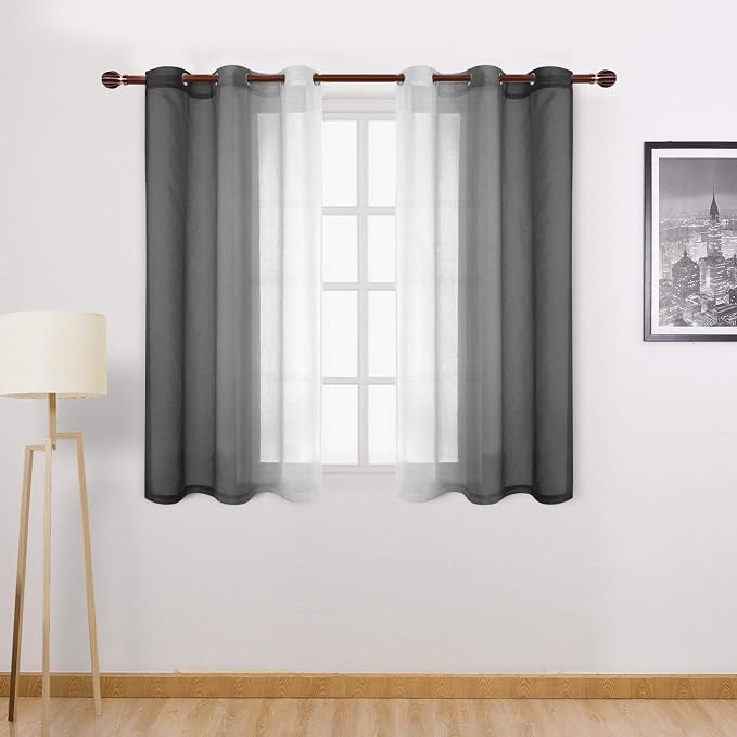 DWCN Black Ombre Short Sheer Curtains by DWCN