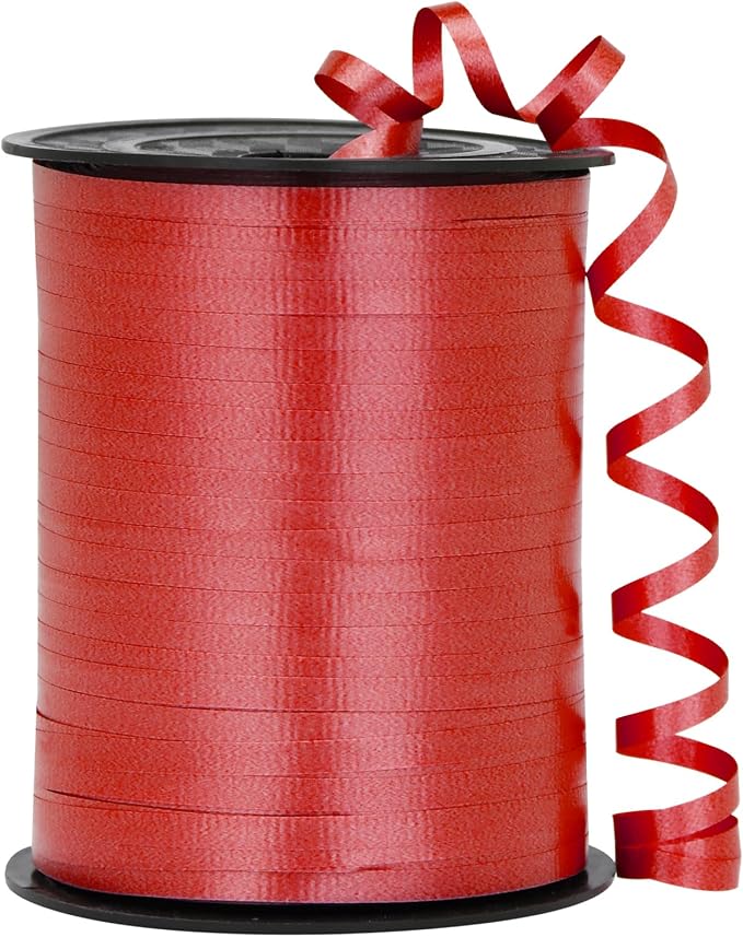 Red Ribbon, 500 Yard Crimped Dark Red Curly Ribbon by OMISELIO