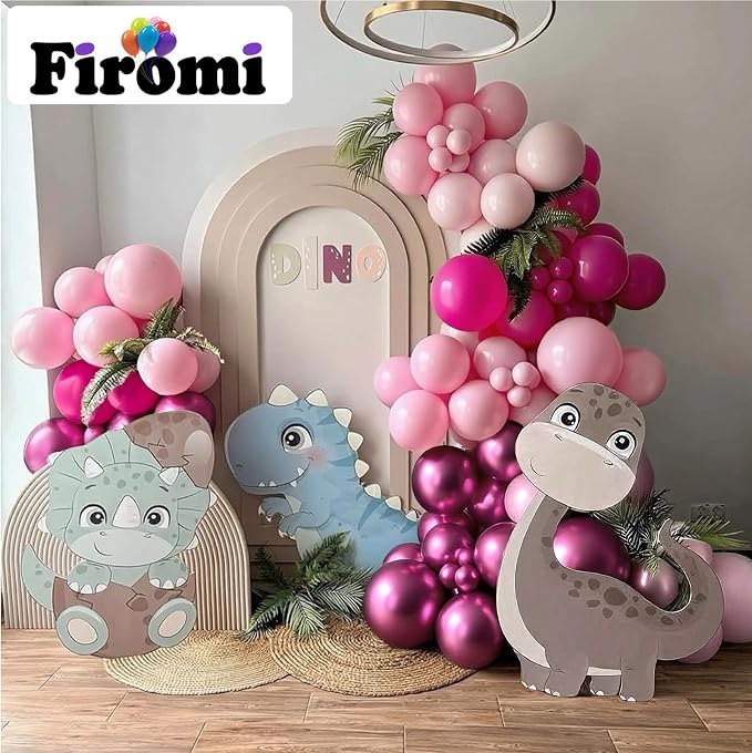Firomi Metallic Chrome Pink Balloons Set 12-inch 70 pack | Chrome Hot Pink - Image 3