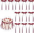 30 Pack Bow Cake Toppers Wine Red Ribbon Bows by NatNarr