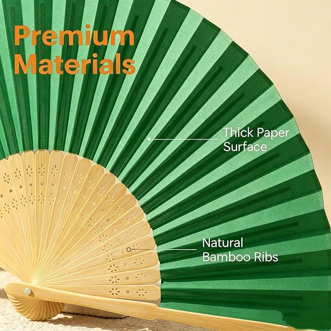 Paper Hand Fans, 8.3 Inch Foldable Handheld Fans - Image 5