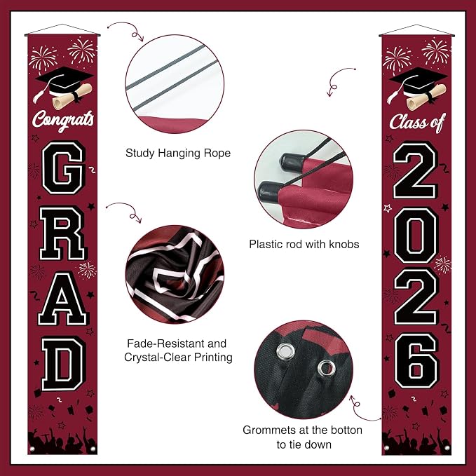 Graduation Decorations 2026 Porch Banner, Congrats Grad Class of 2026 Banner - Image 3
