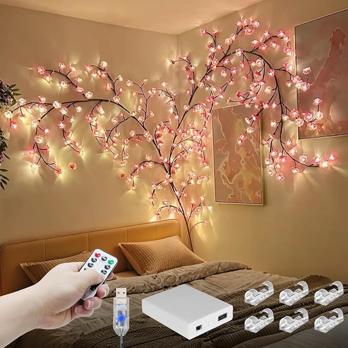 7.55FT 144LED Pink Cherry Blossom Tree Branch Lights by FNHMSL