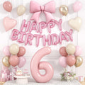Dusty Pink Number 6 Balloon, 6th Birthday Decorations by Hapmori