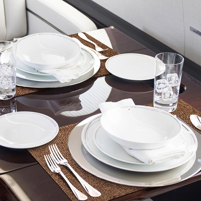 Faux Cotton Linen Placemats Set of 8, Cloth Washable Farmhouse Dining Table Mats - Image 8