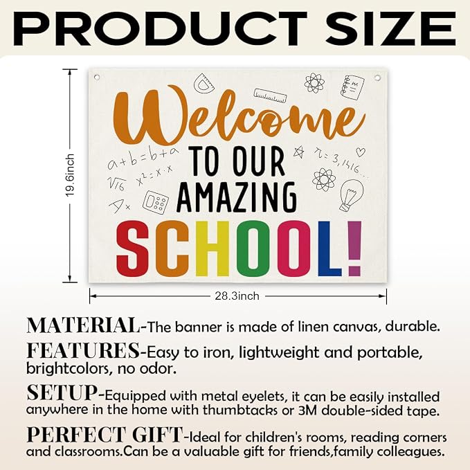Back to School Banner, Welcome to Our Amazing School Poster, Canvas Wall Art - Image 2