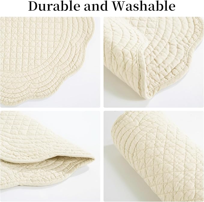 HOMBYS Quilted Placemats Set of 6 Washable Round Placemats - Image 5