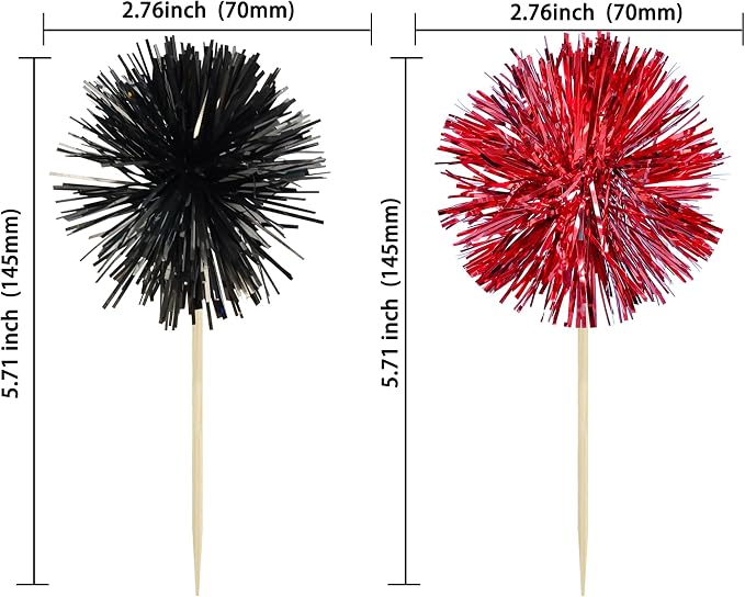 Gyufise 30Pcs Foil Firework Cupcake Toppers Sparkle Tinsel Cake Toppers Tinsel - Image 2
