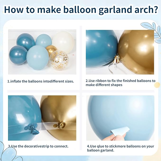 Dusty Blue Balloon Arch Kit, Sand White, Different Size | Latex Balloon - Image 4