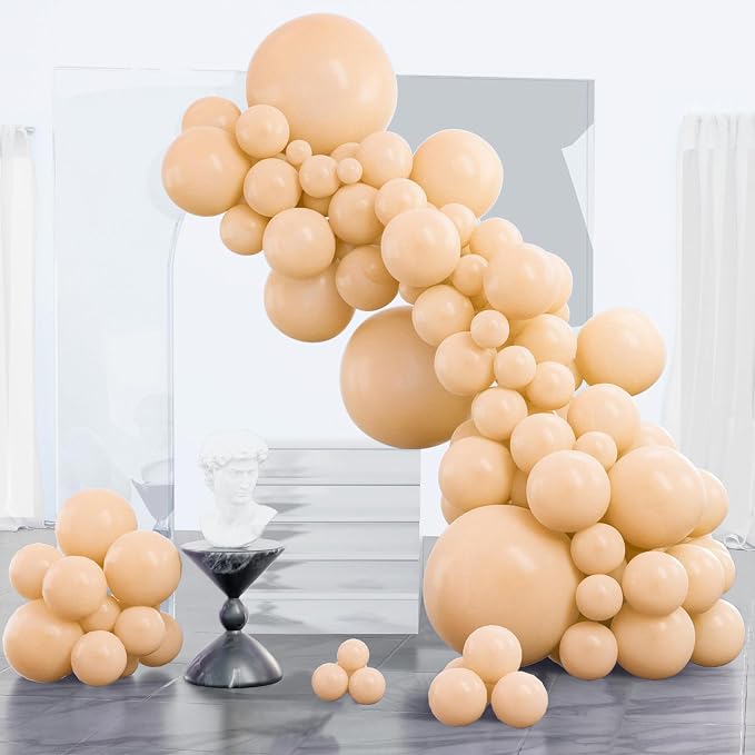 PartyWoo Nude Balloons 85pcs Apricot Boho Fall Color Different Sizes | 18 12 10 by PartyWoo