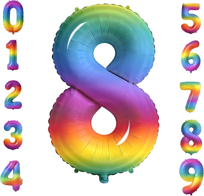 Number 8 Balloons for 8th Birthday Party Decorations, 0-100 Large No.8 Balloons by Joycard