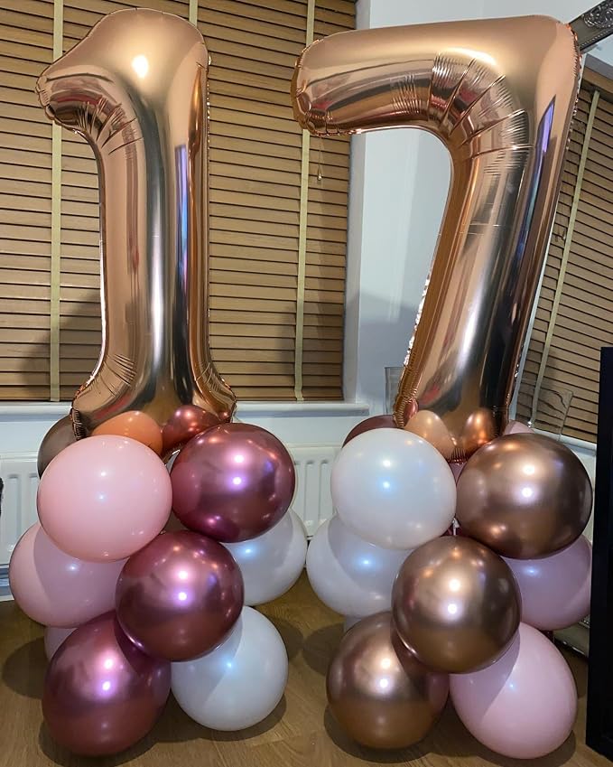 40 Inch Rose Gold 17 Number Balloons Giant 17 Balloons Rose Gold Birthday 17 - Image 5
