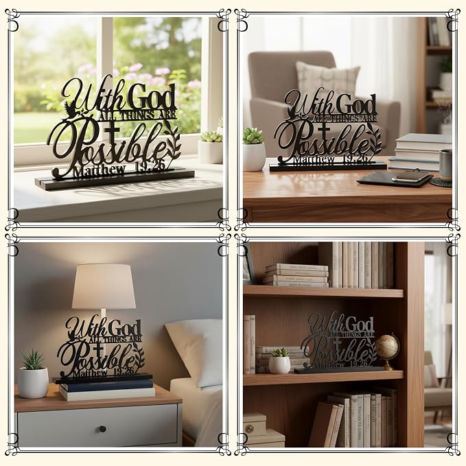Geetery Inspirational Table Centerpieces Wooden Religious Inspirational Home - Image 6
