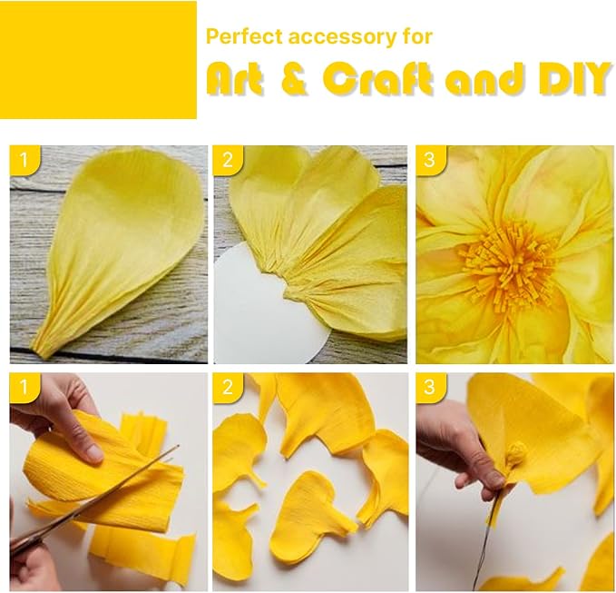 PartyWoo Yellow Crepe Paper Streamers 6pcs 492 FT Yellow Streamers | Easter - Image 4