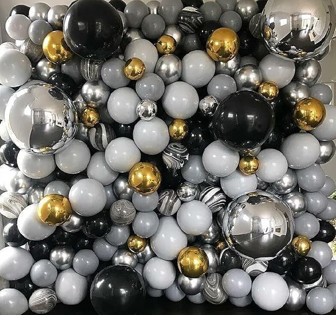 10 Pcs 22 Inch Black Mylar Balloons, Large 4D Giant Round Foil Balloon Big - Image 2