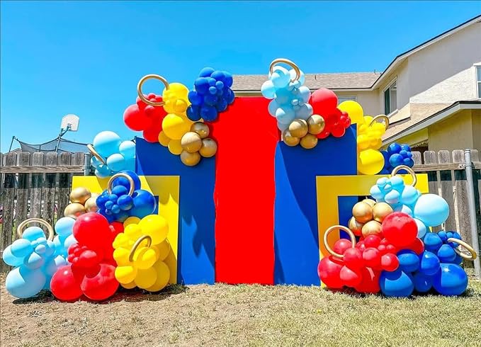 161Pcs Blue Yellow Red and Gold Balloon Garland Arch Kit - Image 3
