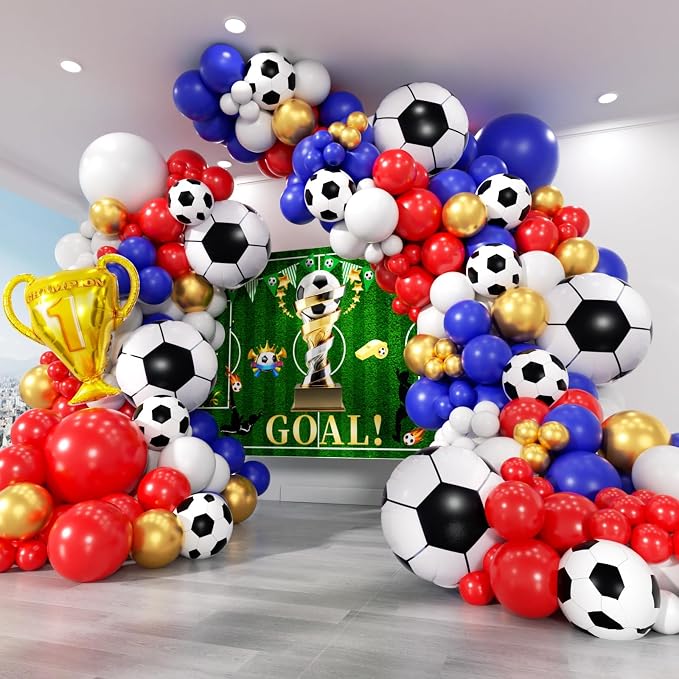 Soccer Party Decorations 161Pcs, Soccer Balloon Garland Arch Kit by PTGOLUO