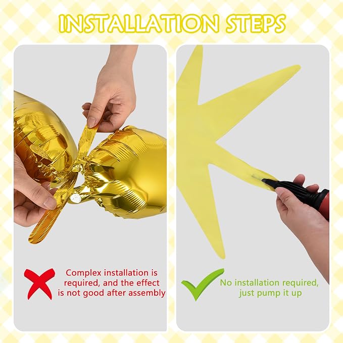 TONIFUL 4 Pcs Explosion Star Balloons Pastel Yellow Foil Party Balloon | Large - Image 3