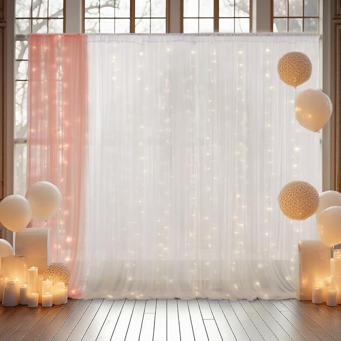 30x8ft White Tulle Backdrop Curtain - Image 4