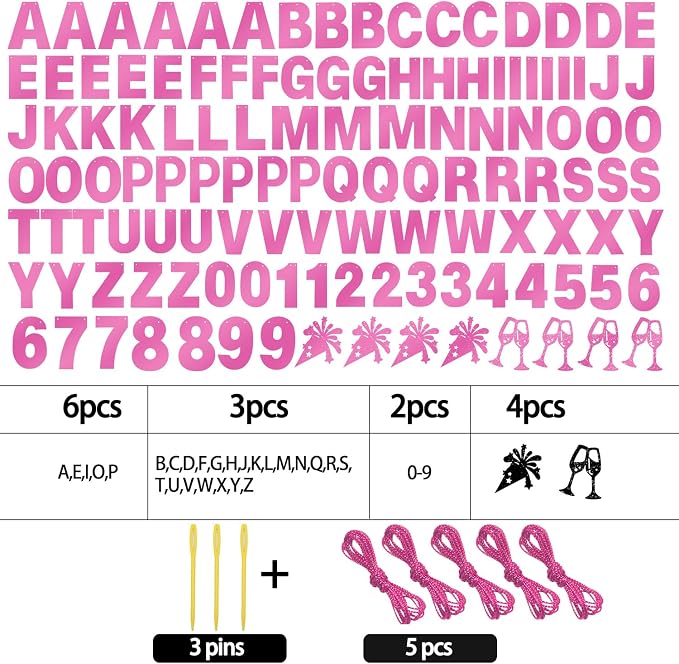 129Pcs Glitter Customizable Banner Kit DIY Custom Letter Banner DIY Girls Happy - Image 2