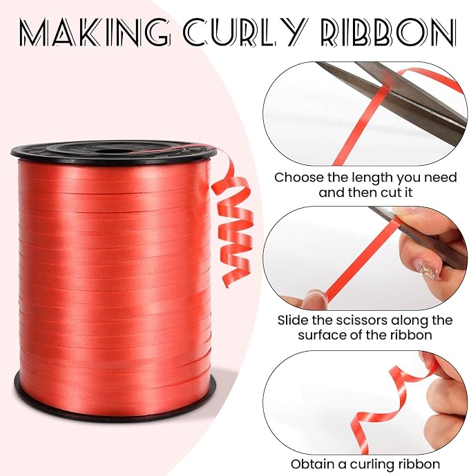 500 Yards Red Curling Ribbon, 1/5 Inch Wide Balloons String Ribbons - Image 3