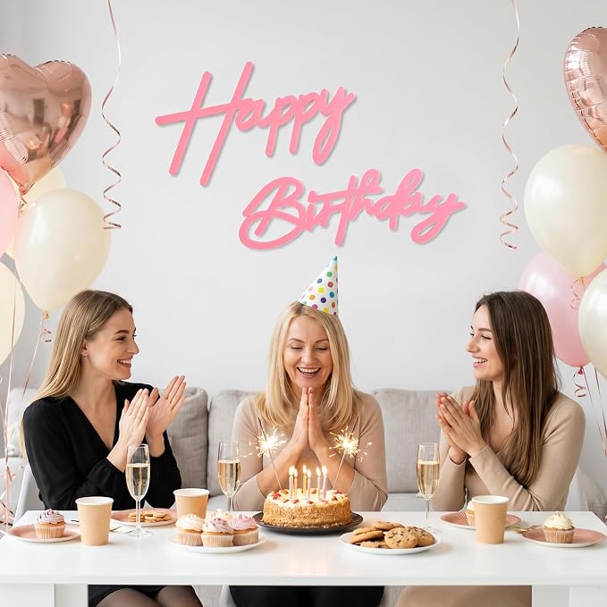 Pink Happy Birthday Sign for Backdrop - Image 2