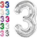 Silver Number 3 Balloon 40 inch, Balloon numbers party supplies, deco photo by Upgesy