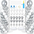 2 Sets Silver and White Balloon Column Stand Kit by Naozinebi