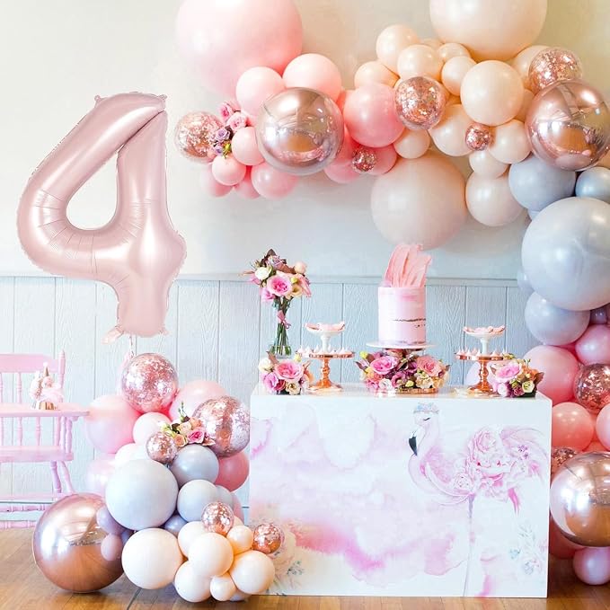 Light Pink Number 14 Balloon, 40 Inch Giant Mylar Number Balloons, Large Foil - Image 5