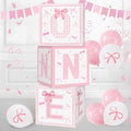 Foxrush Pink Bow First Birthday Decorations by Foxrush