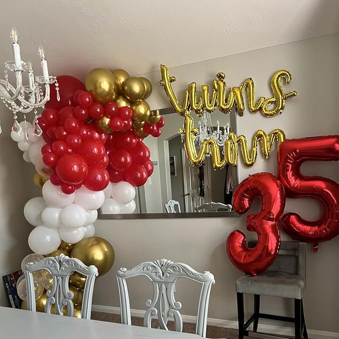 Red White Gold Balloon, 60 Pack 12 Inch Red Gold Balloon - Image 6