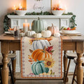 Fall Thanksgiving Southwest Cotton Linen Table Runner for Dining Kitchen, Orange Pumpkins Wedding Outdoor Party Rustic Tablerunners Decoration, Sunflower Dresser Scarf Tablecloth Runners 13x108 Inches
