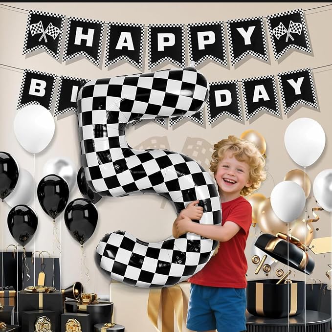 40 Inch Checkered Number Balloon - Image 3