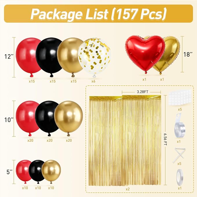 Red Black Gold Balloons Garland Arch Kit - Image 2
