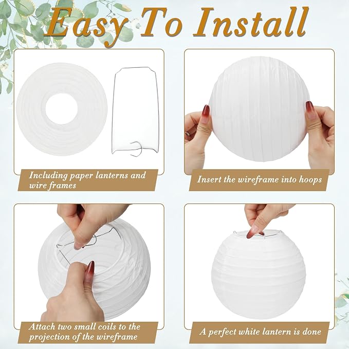 24 Packs White Paper Lanterns 6 Inch Chinese Japanese Hanging Paper Lanterns - Image 3