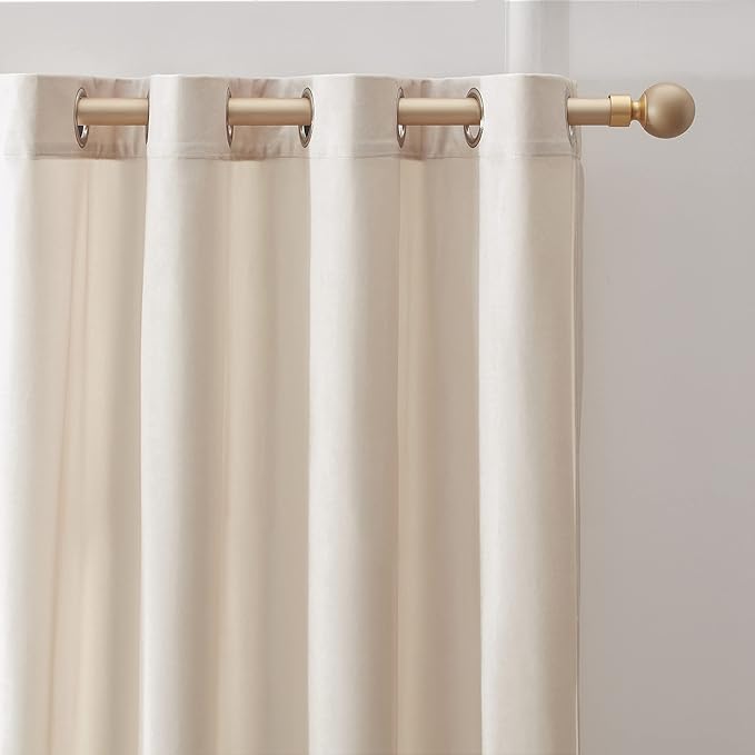 Luxury Cream Iovry Velvet 108 inch Curtains 2 Panels, Floor to Ceiling | - Image 2